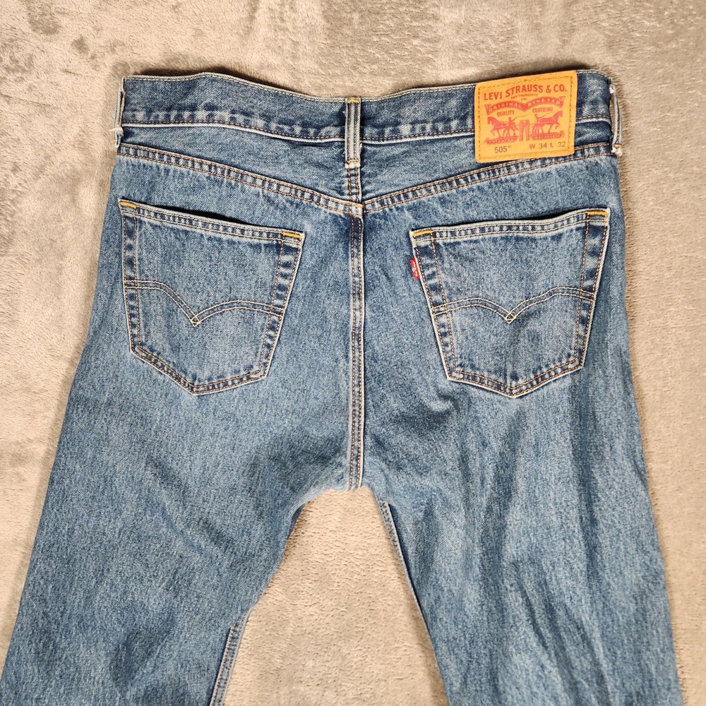 Levi's 505 Jeans Men's‎ 34X32 Blue Excellent Regular Fit Straight Leg 00505-4891 - Picture 11 of 13